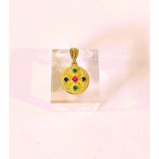 Ασημένιο επίχρυσο βυζαντινό μενταγιόν με ζιργκον (SN242)